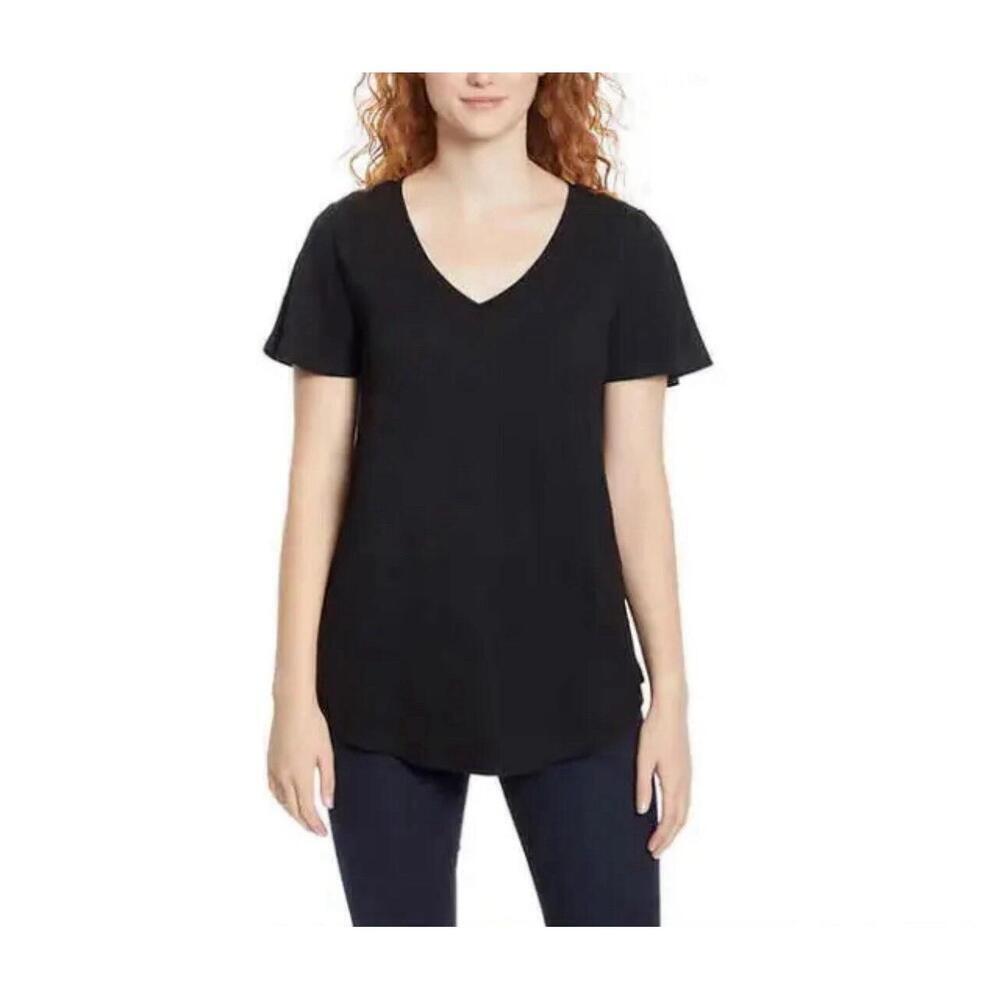 Jessica Simpson Women's Flutter Sleeve Top, Black, Size S Q9